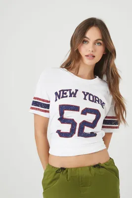 Women's Oversized New York Graphic T-Shirt in White Large