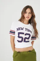 Women's Oversized New York Graphic T-Shirt in White, Size XL