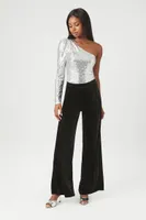 Women's Velvet Wide-Leg Pants Black