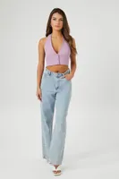 Women's Plunging Halter Crop Top