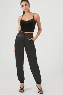 Women's Satin Drawstring Joggers XS