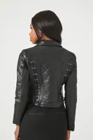 Women's Quilted Faux Leather Moto Jacket