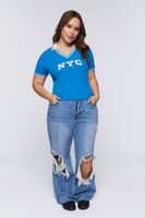 Women's NYC Polo Shirt in Blue, 0X