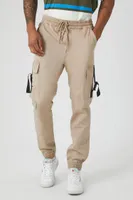 Men Twill Cargo Drawstring Joggers in Taupe Medium