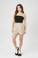 Women's Textured Cropped Tube Top Black