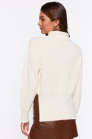 Women's Rolled Turtleneck Drop-Sleeve Sweater in Cream Small