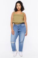 Women's Lace Trim Crop Top in Olive, 2X