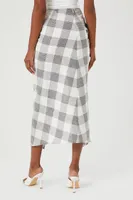 Women's Plaid A-Line Maxi Skirt in White Small