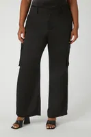 Women's Satin Wide-Leg Pants in Black, 0X