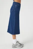 Women's Denim Midi Slit Skirt in Dark Denim Large