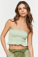 Women's Smocked Ruffle-Trim Tube Top Melon