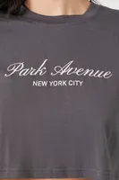 Women's Cropped Park Avenue Graphic T-Shirt in Charcoal Large