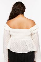 Women's Chiffon Off-the-Shoulder Top in Vanilla, 0X