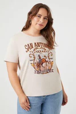 Women's San Antonio Texas Graphic T-Shirt in White, 2X