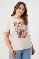 Women's San Antonio Texas Graphic T-Shirt in White, 1X