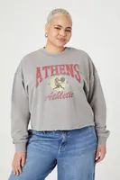 Women's Athens Athletics Graphic Pullover in Dark Grey, 1X