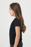 Girls Striped Sweater Vest (Kids) in Black, 7/8