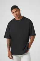 Men Cotton Crew High-Low Hem T-Shirt