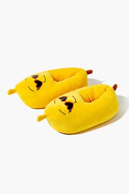 Women's Embroidered Banana House Slippers in Yellow Small