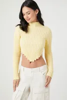 Women's Cropped Turtleneck Sweater in Pale Banana, XL