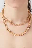 Women's Layered Chunky Curb Chain Necklace in Gold
