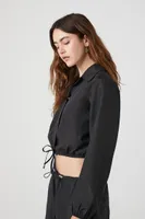 Women's Cropped Coach Jacket in Black Large