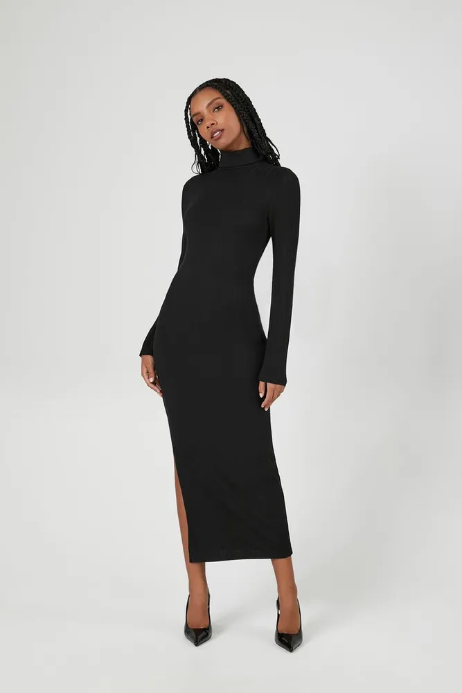 Women's Ribbed Mock Neck Maxi Dress