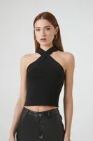 Women's Sweater-Knit Crisscross Crop Top