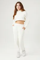 Women's Fleece Cropped Hoodie in Vanilla Medium