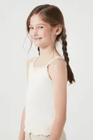 Girls Lace-Trim Tank Top (Kids) in Birch, 9/10