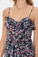 Women's Floral Print Sweetheart Maxi Dress in Black Small