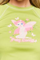 Women's Fairy Energy Graphic Baby T-Shirt in Green Medium