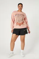 Women's Rhinestone Wild West Graphic Pullover in Pink, 0X