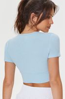 Women's Active Surplice Crop Top in Light Blue Medium