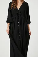 Women's Butterfly-Sleeve Flounce Maxi Dress