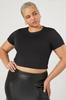 Women's Fitted Cropped Crew T-Shirt in Black, 0X