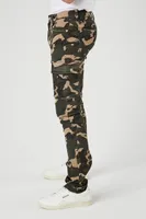 Men Camo Print Cargo Skinny Jeans in Olive, 32