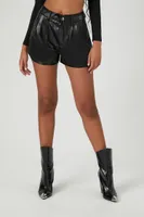 Women's Faux Leather Drawstring Shorts