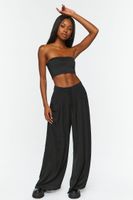 Women's Pleated Wide-Leg Palazzo Pants in Black Small