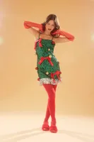 Women's Sequin Christmas Tree Dress Green/Red