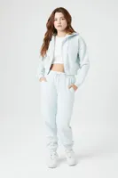 Women's Fleece Zip-Up Hoodie Powder Blue,