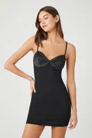 Women's Scalloped Cami Bodycon Dress in Black Large