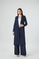 Women's Notched Denim Trench Coat in Dark Denim Large