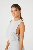 Women's Active Cropped Muscle T-Shirt in Heather Grey, XS