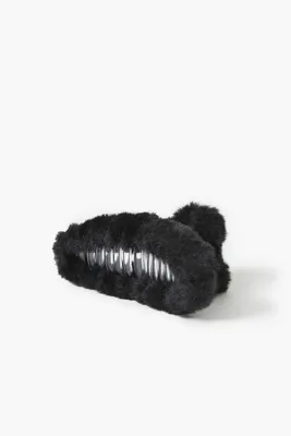 Faux Fur Claw Hair Clip in Black