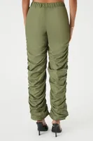 Women's Ruched Drawstring Joggers in Olive Large