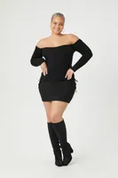 Women's Off-the-Shoulder Sweater in Black, 0X