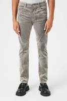 Men Mineral Wash Mid-Rise Slim-Fit Jeans in Grey, 32