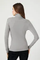 Women's Turtleneck Long-Sleeve Top in Charcoal Large