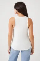 Women's Dolphin-Hem Tank Top in White Large